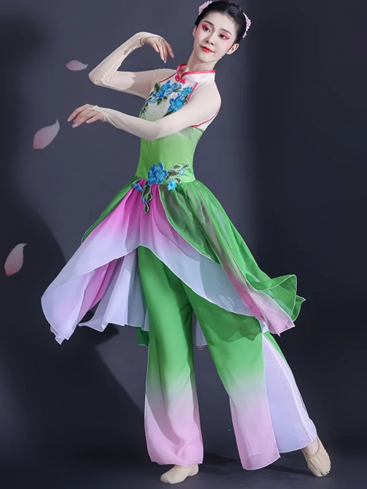 Ancient Chinese Hanfu Dance Costume Adult Elegant Fairy Set Elegant Fan Umbrella Folk Dance Classical Yangko Performance Clothes