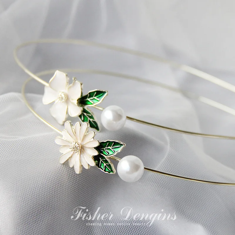 

Резинки для волос с жемчугом, эмалированные эластичные ленты из сплава гардении с цветком для женщин, укладка на хвост, безопасная фиксация