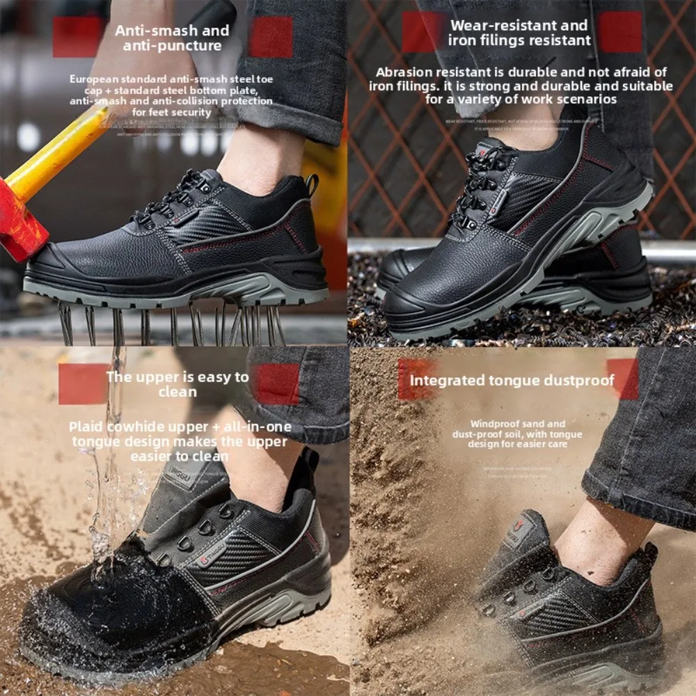 أحذية عمل بمقدمة فولاذية للرجال، أحذية أمان مقاومة للاهتراء ومضادة للكهرباء الساكنة، مضادة للتحطيم والثقب، أحذية حماية العمال، مقاومة للاهتراء