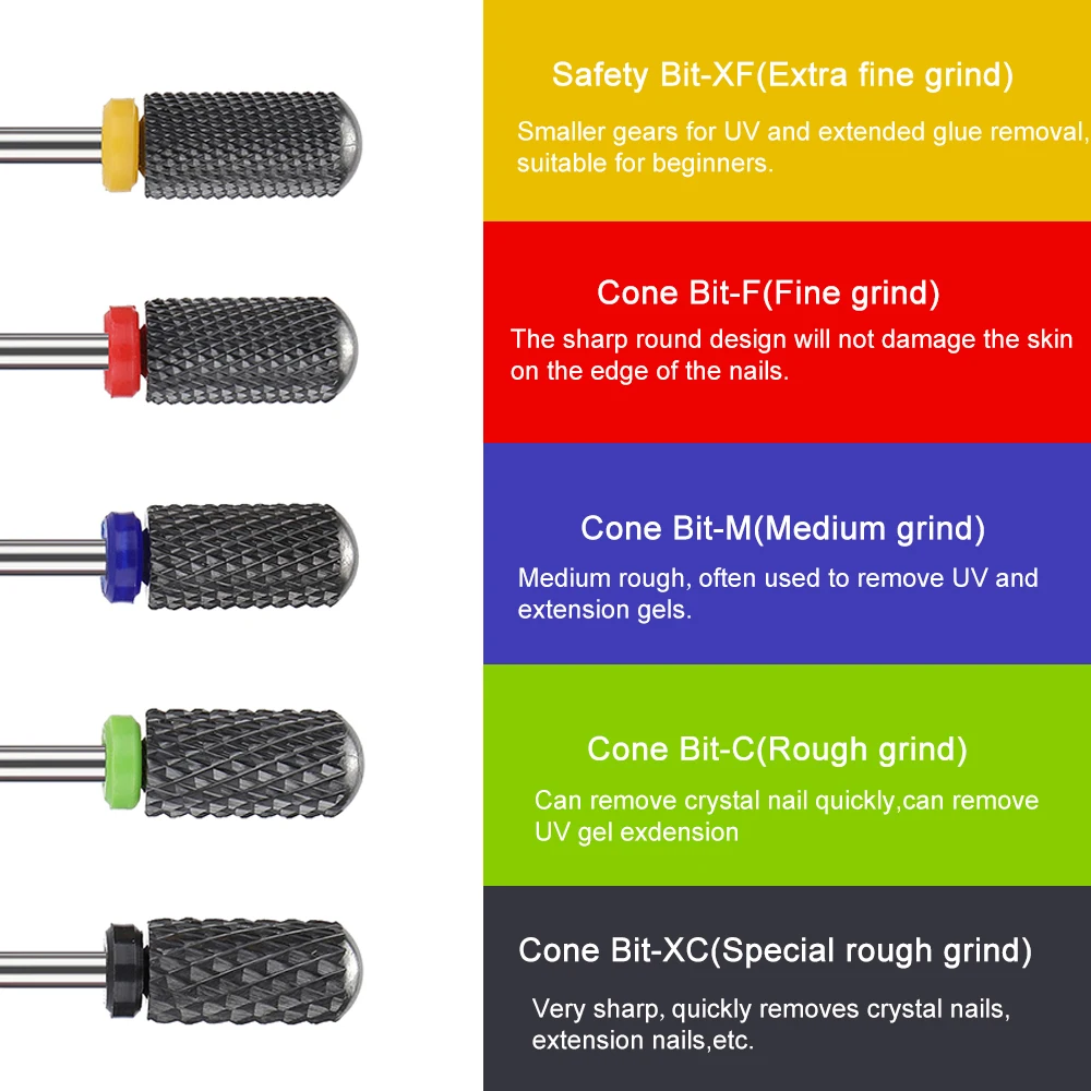 1 pz teste di macinazione in ceramica nera punta da trapano per unghie manicure rimozione acrilica fresa accessori per lime per unghie elettriche