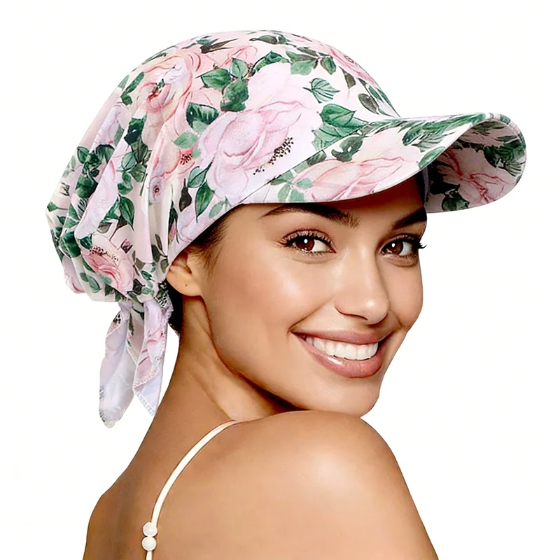 New Printed Summer Sport Outdoor Caps for Women Muslim Turban Hats With Brim Ladies Headscarf Hat Wrap Casual Head Scarves Cap
