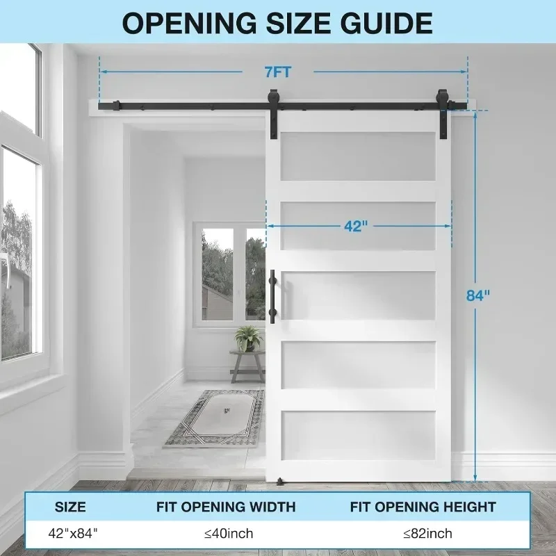 COSHOMER Sliding glass barn door with hardware kit pre-drilled holes easy assembly frosted glass suitable for bathroom