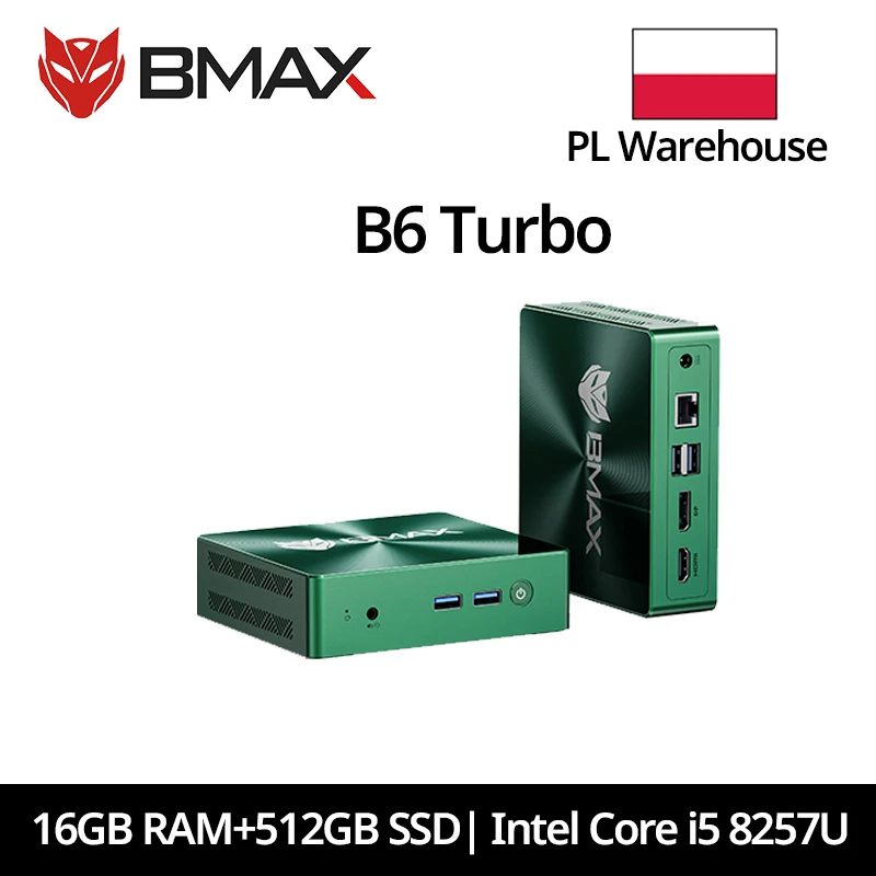 Bmax Mini PC B6 Turbo Intel Core i5-8257U Windows 11 16Gb RAM DDR4 512 GB SSD HDMI USB Dp Ethernet Bluetooth Wifi Komputer