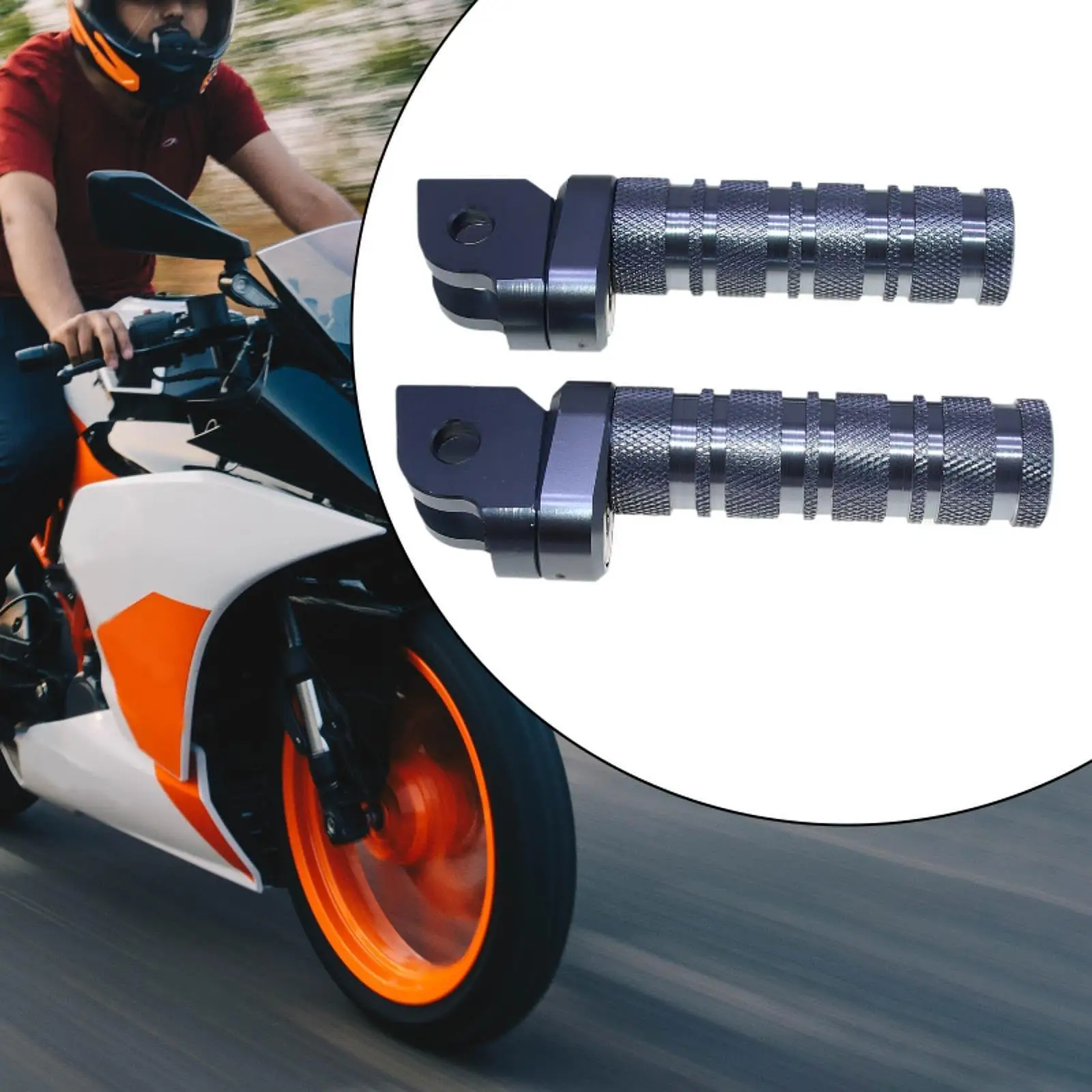 

Aluminum Motorcycle Foot Pegs Non Slip Footrest Pedals Replacement Easy Install for Honda CB400 CB1300