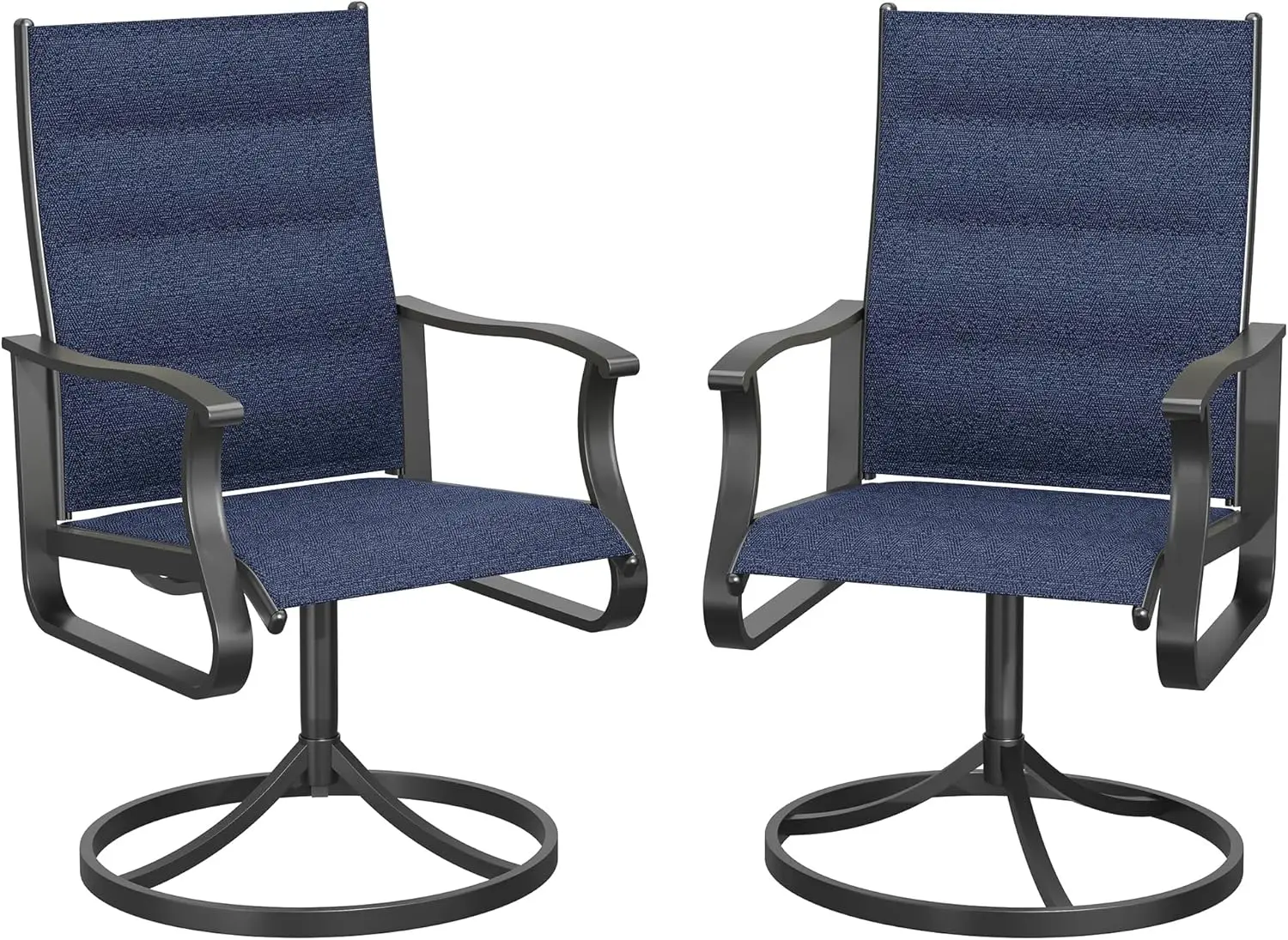 

Набор из 2 поворотных стульев для патио, уличные обеденные стулья с высокой спинкой, вращение на 360 градусов ° Вращающееся кресло-качалка с всепогодной обивкой из текстилена и МДФ