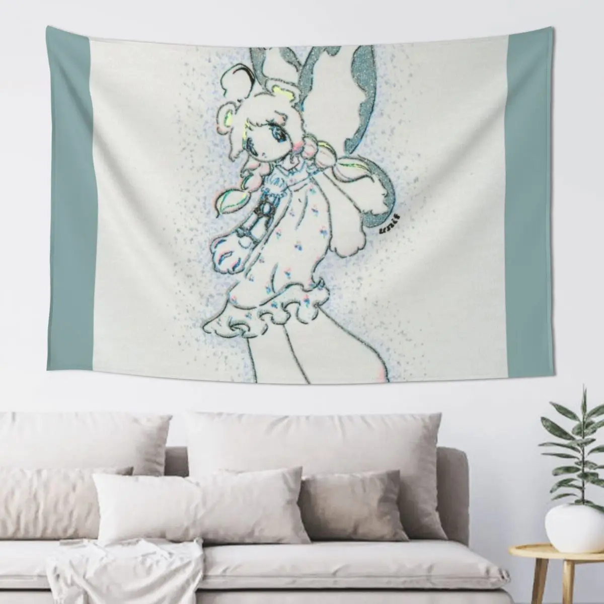 

Unif White Bear Fairy Graphic Tapestry Things To The Room Wall Hanging Wall Tapestry