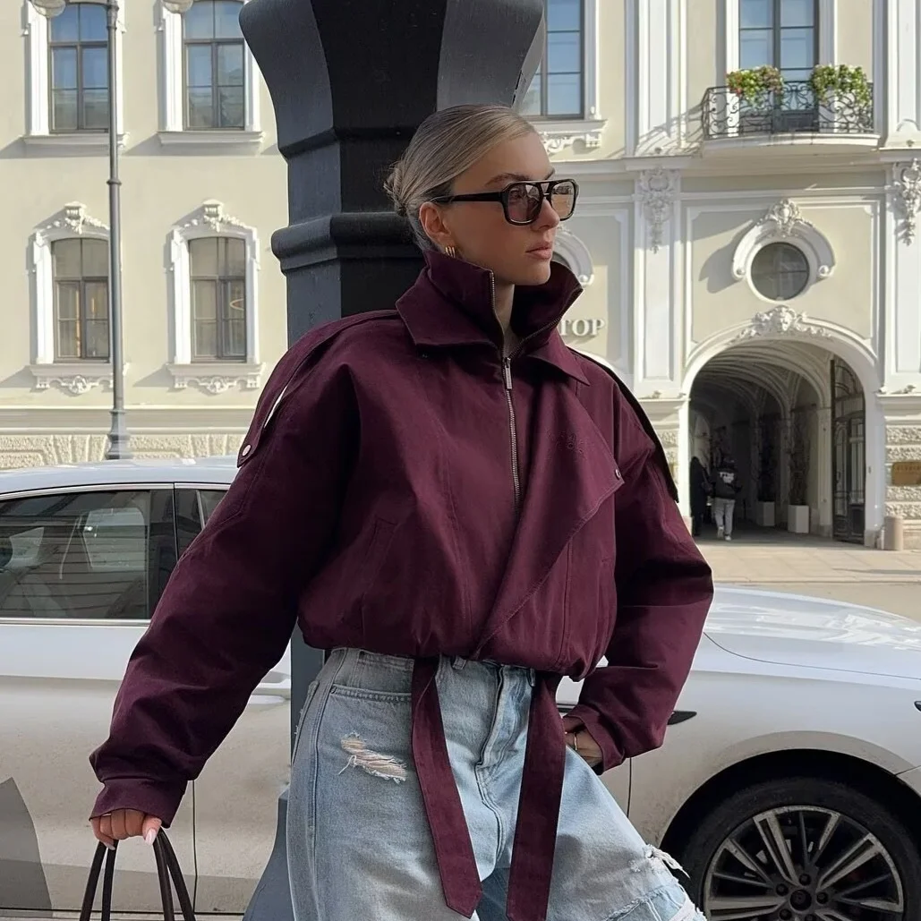 سترة صوفية عصرية بياقة مزدوجة وأكمام طويلة مفتوحة سترة نسائية كاجوال متعددة الاستخدامات للخريف وصلت حديثًا ملابس خارجية على الطراز الأوروبي
