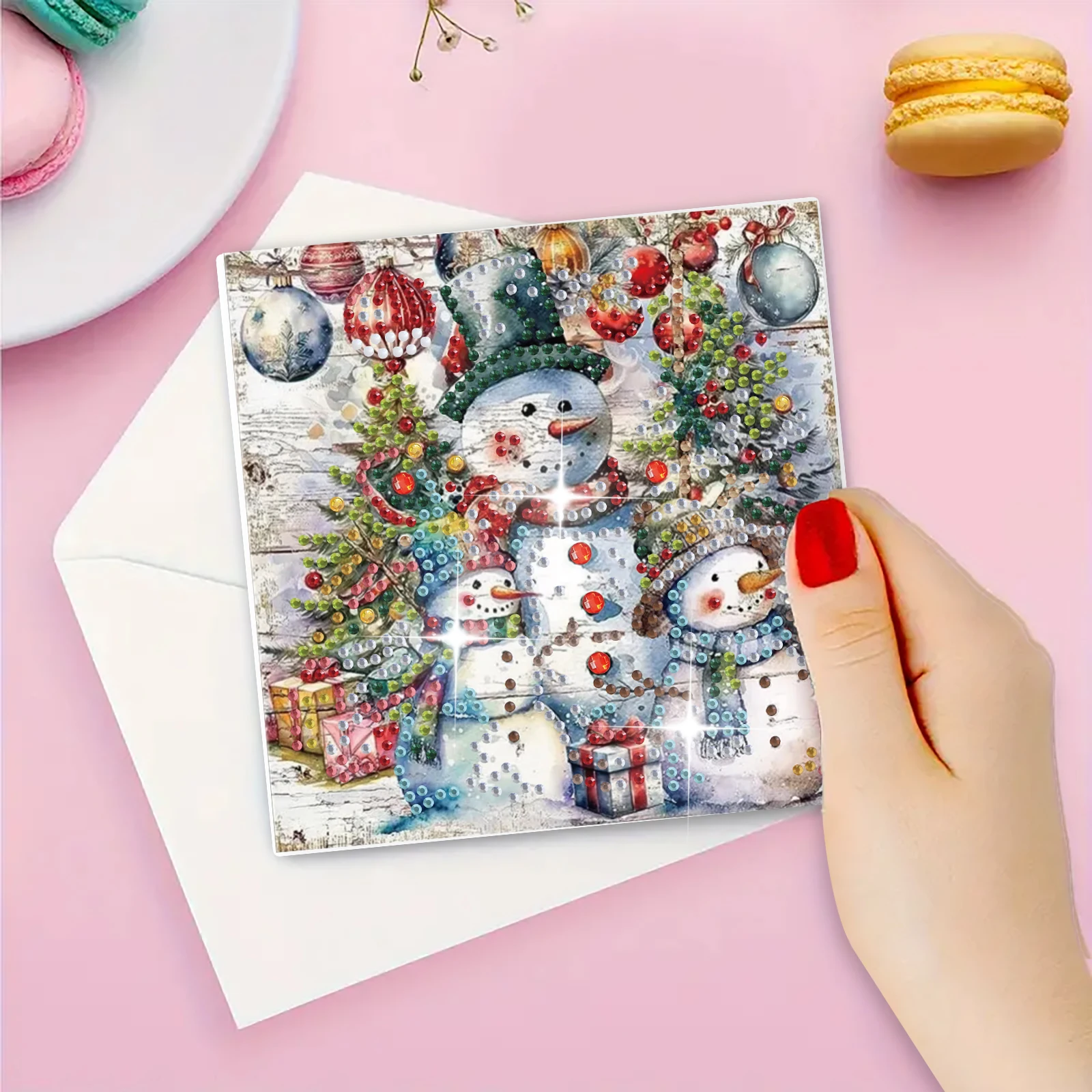6-piece DIY diamond painting set Christmas theme greeting card, wishes and wishes, unique design, irregular shape diamonds