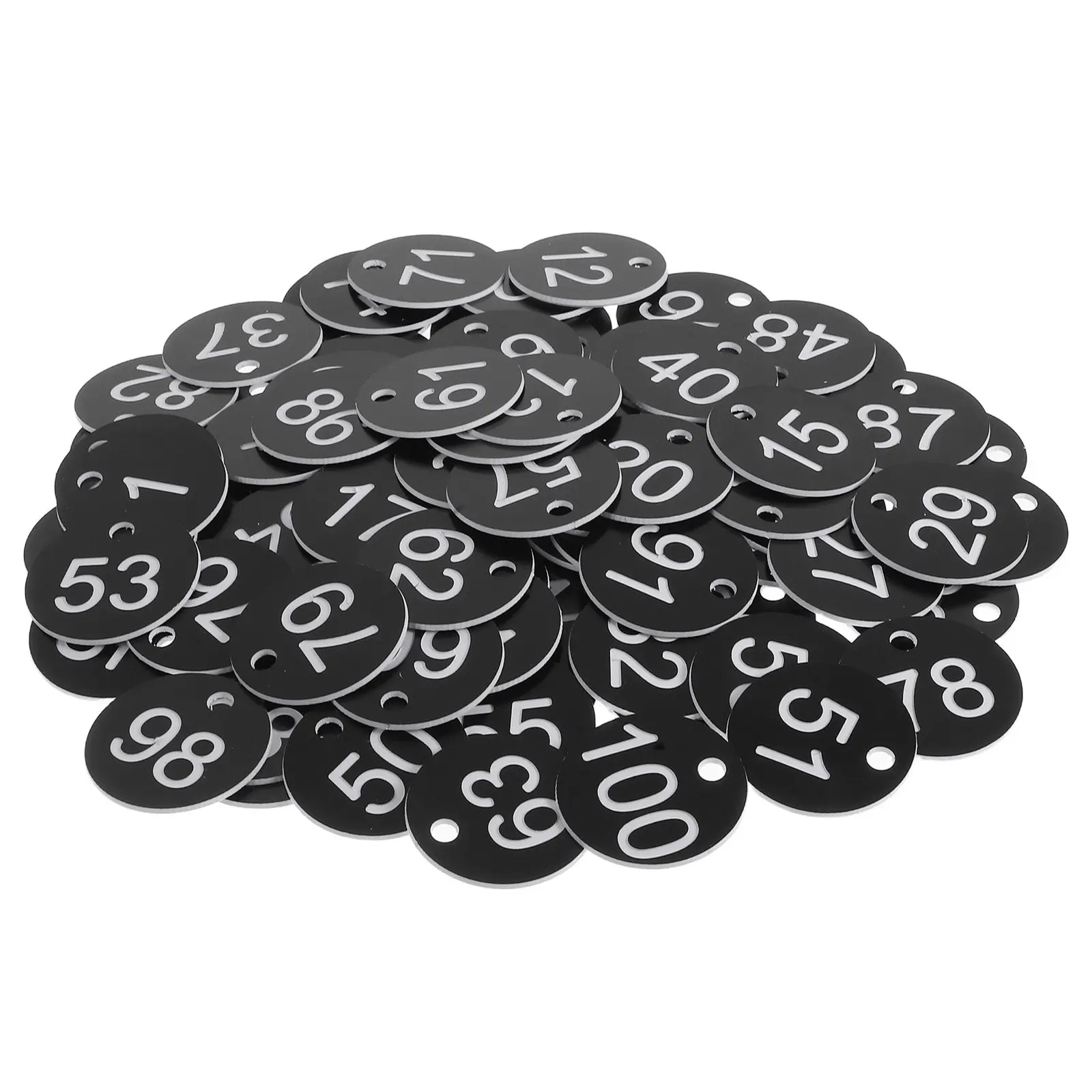

100Pcs Plastic Number Tags Round Key Id Tags with Pre-Drilled Holes for Luggage Labeling Desk Organization Warehouse Sorting