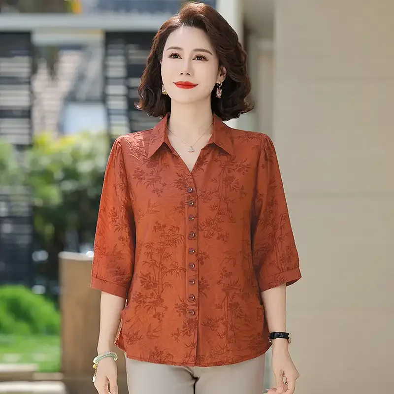 

Middle-aged Women's New Summer Casual Shirts Are Loose Western-style Fashionable Versatile for Mothers