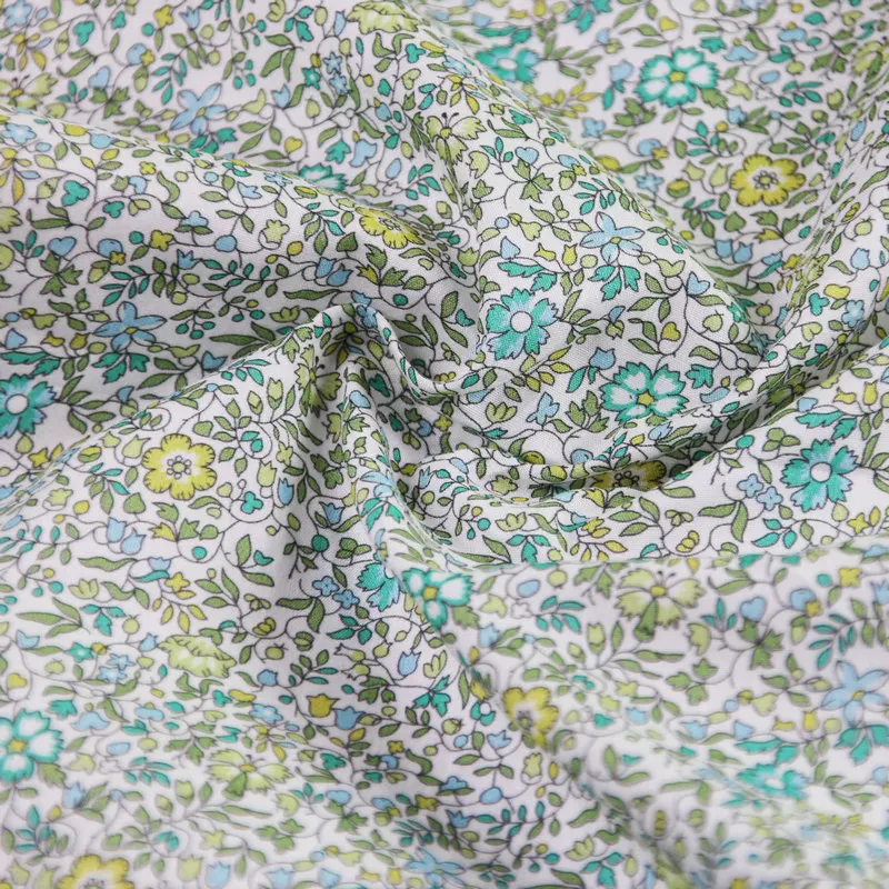 Katie and Millie small flower print liberty fabric green floral London Liberty tana lawn cotton custom fabric for baby dress