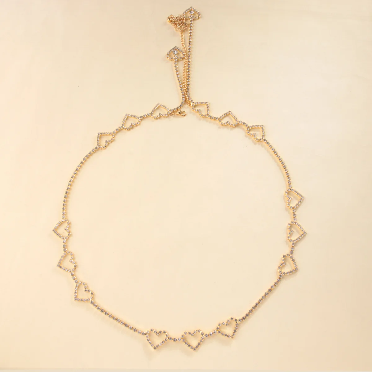 Cadena de cintura de diamantes de imitación de estilo minimalista en forma de corazón de una sola capa, joyería de cadena de cuerpo de club nocturno para mujer, moda