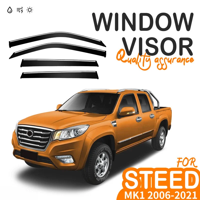 

Fit For Great Wall Steed 2006-2021 Window Visor Awnings Shelters Sun Rain Mirror Eyebrow Wind Deflector