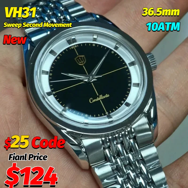 

Watchdives Arctic Classic WD1954 36Mm Quartz Watch Man VH31 K1 Sapphire Mirror AR Coating Luminous 10Bar Waterproof Luxury Watch