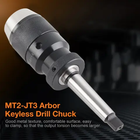 1‑16mm Capacity 45# Steel Self Tighten Keyless Lathe Drill Chuck with MT2‑JT3 Taper Arbor