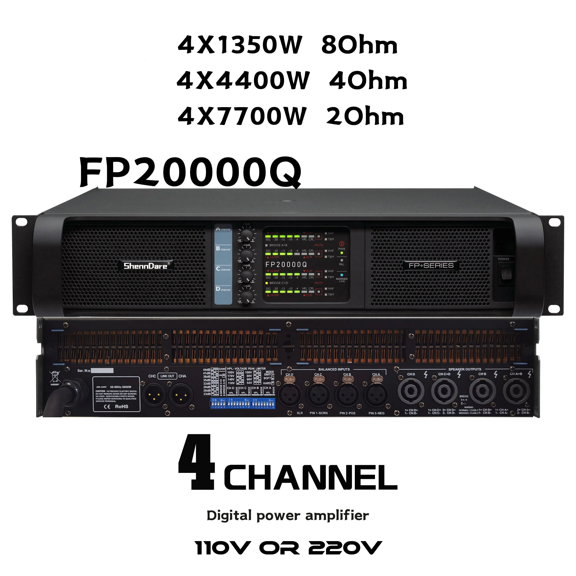 Original Brand LOGO FP10000Q/FP14000Q Professioneller digitaler Leistungsverstärker 4x1350W 8OHM Hochleistungs-Subwoofer-Verstärker Line-Array-Lautsprecherverstärker 4x2100W 4OHM Verstärker – Detail 6