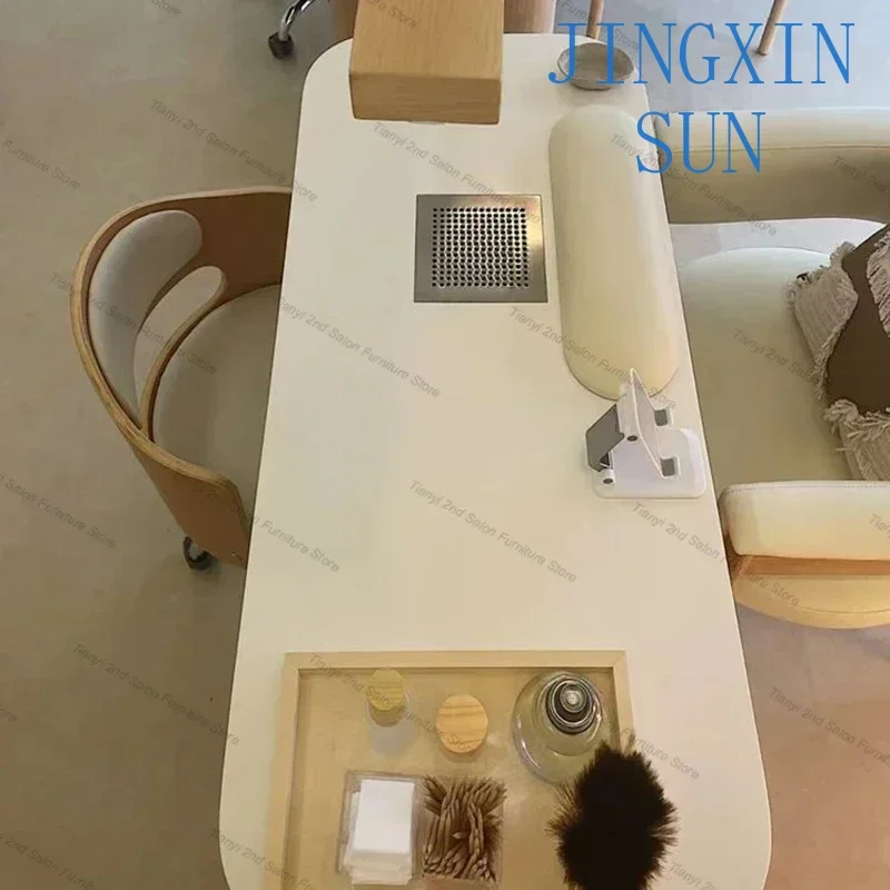 Japanese Wooden Manicure Table Modern Multifunction Storage Reception Nail Table Retro Simple Salon Furniture Mesa Manicura LLMT