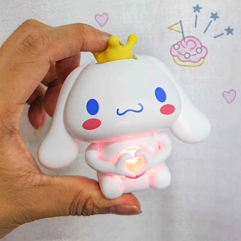 Kawaii Anime Sanrio Kuromi Cinnamoroll My Melody Model Doll Sound with Heart Gesture Light Up with Voice Talking Toy Girls Gift