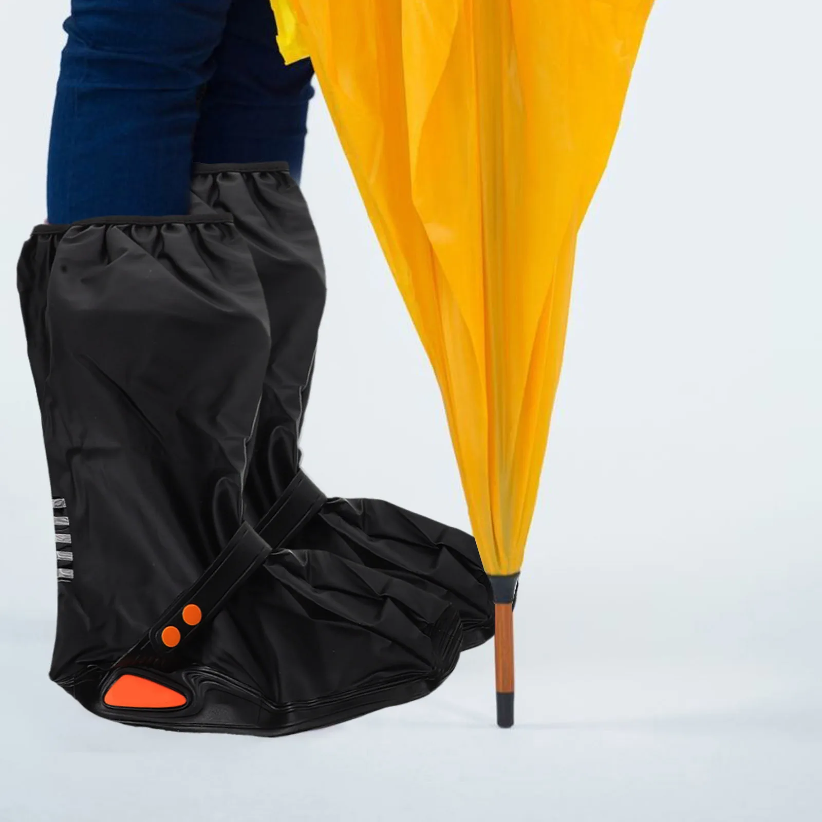 1Pair Waterproof Cycling Shoe Covers Biking Rain Gear High Tube Antislip Sole Durable Material Outdoor Walking