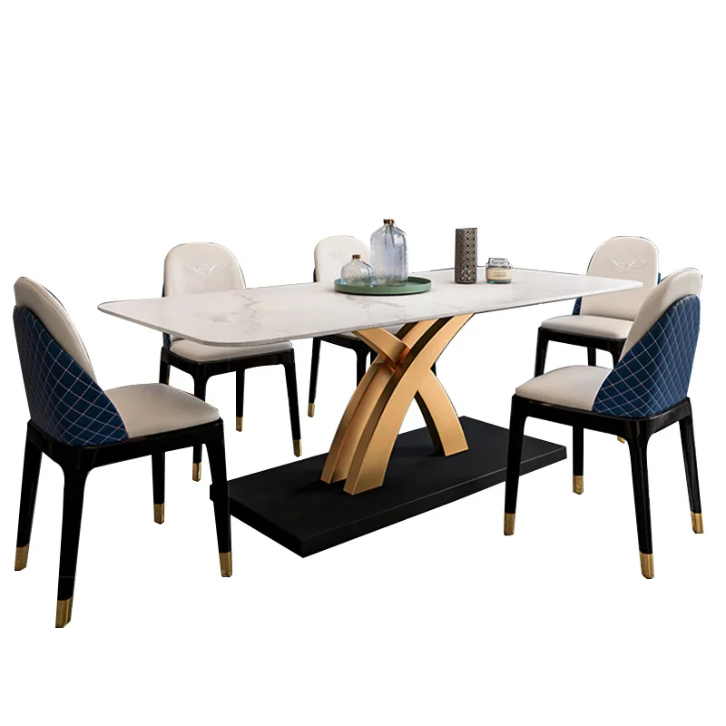 

^%Italy square 8 Seater Luxury Dining Room Furniture Comedor Marble Dining Table Set Modern