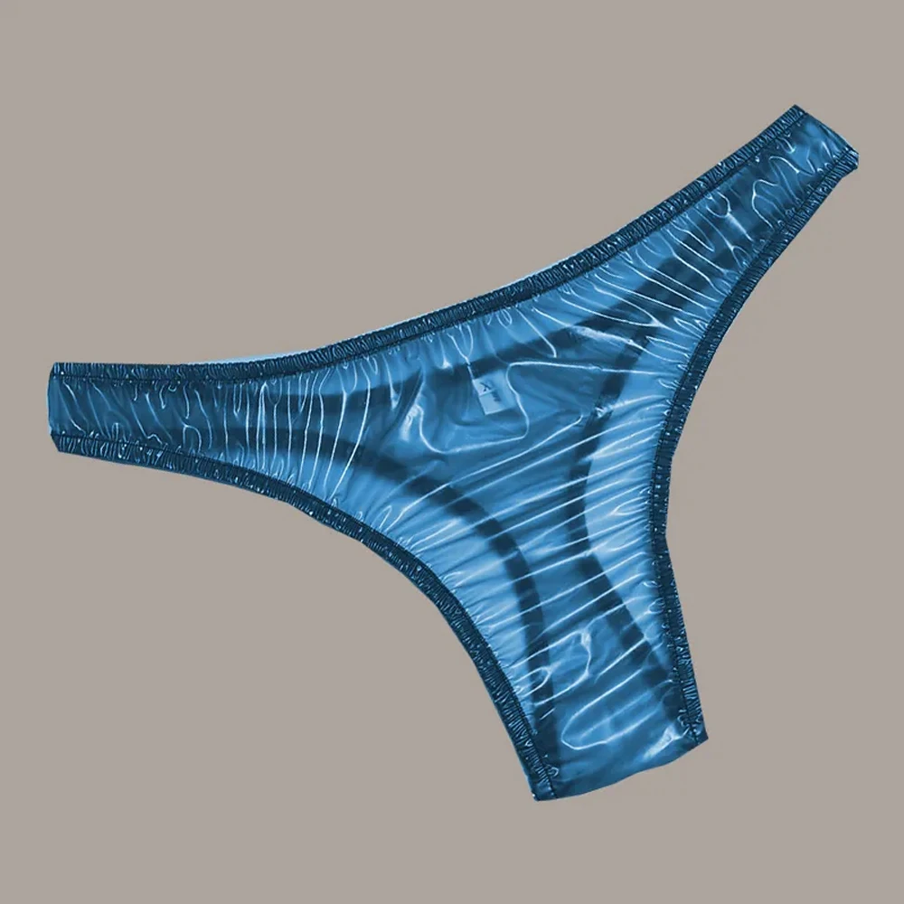 Sexy Men Transparent PVC Soft Plastic T-back Low Waist Thong Sissy Underpants Erotic Briefs Smooth Silent Couple Panties FKK