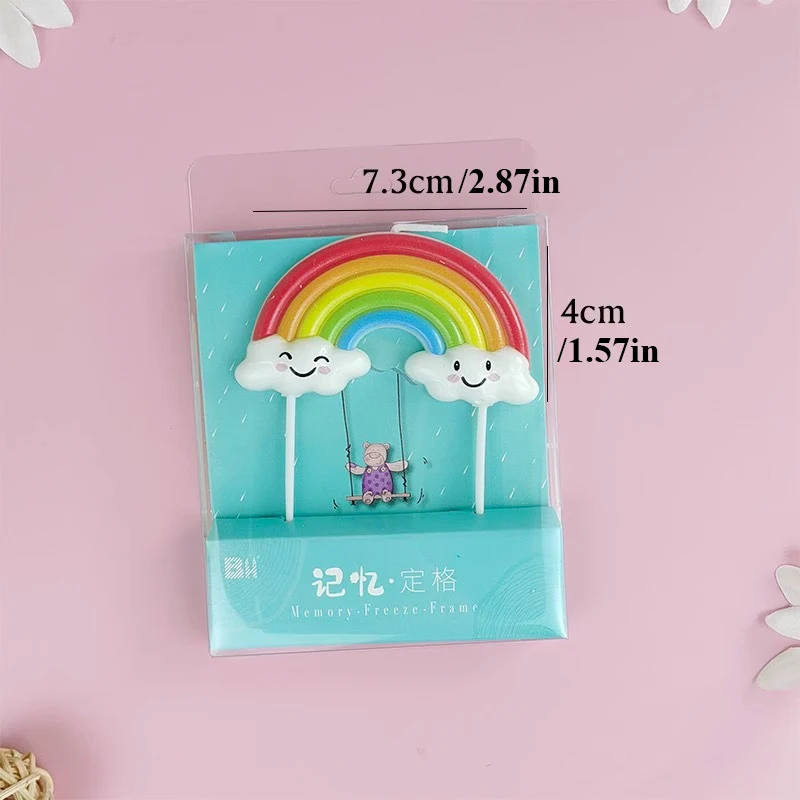 1PCS Regenbogen Geburtstag Kuchen Kerze Wolke Design kinder Party Dessert Dekoration Backen Plugin Kreative Geschirr – Detail 4