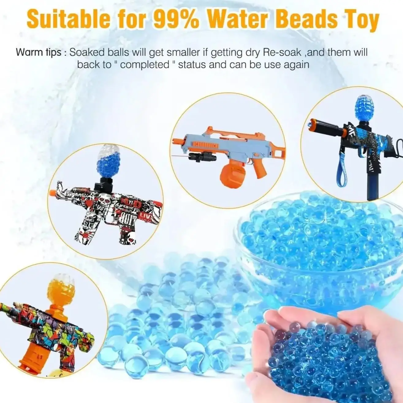 Gel-Kugeln, Perlen, Splat Gun Blaster, 7–8 mm, Wasserball-Dekorationen, Kugel für Orbeez Ball Gun, wachsende Wasserperlen, Kunst-DIY-Zubehör