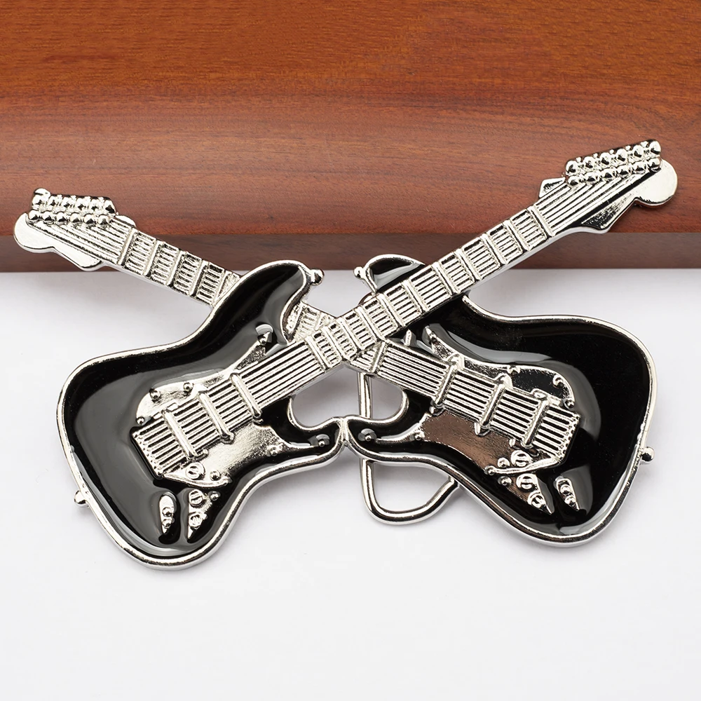 Zinc Alloy Double Guitar Belt Buckle Width 4cm