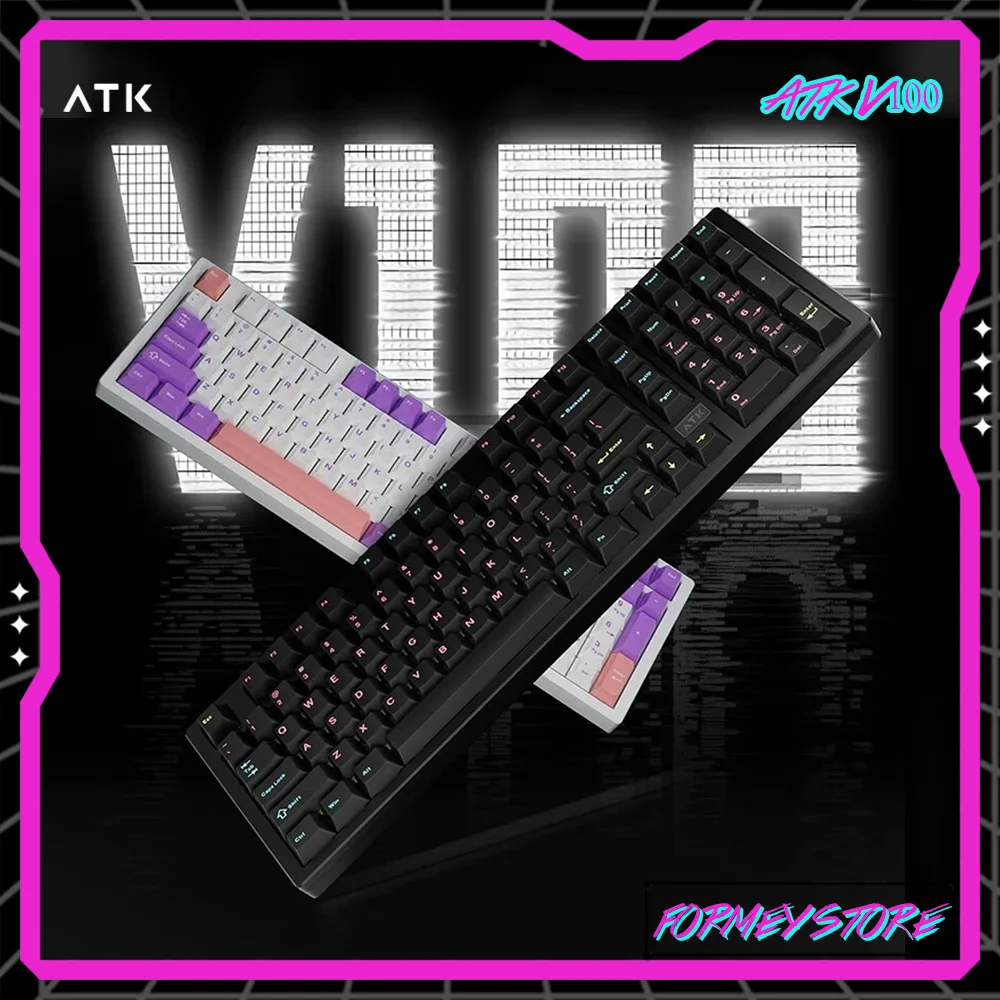 ATK V100 Tri-mode Mechanical Keyboard Hot Swap Gasket Structure Semi-Aluminum Alloy Customized Gaming Keyboard Pc Accessories