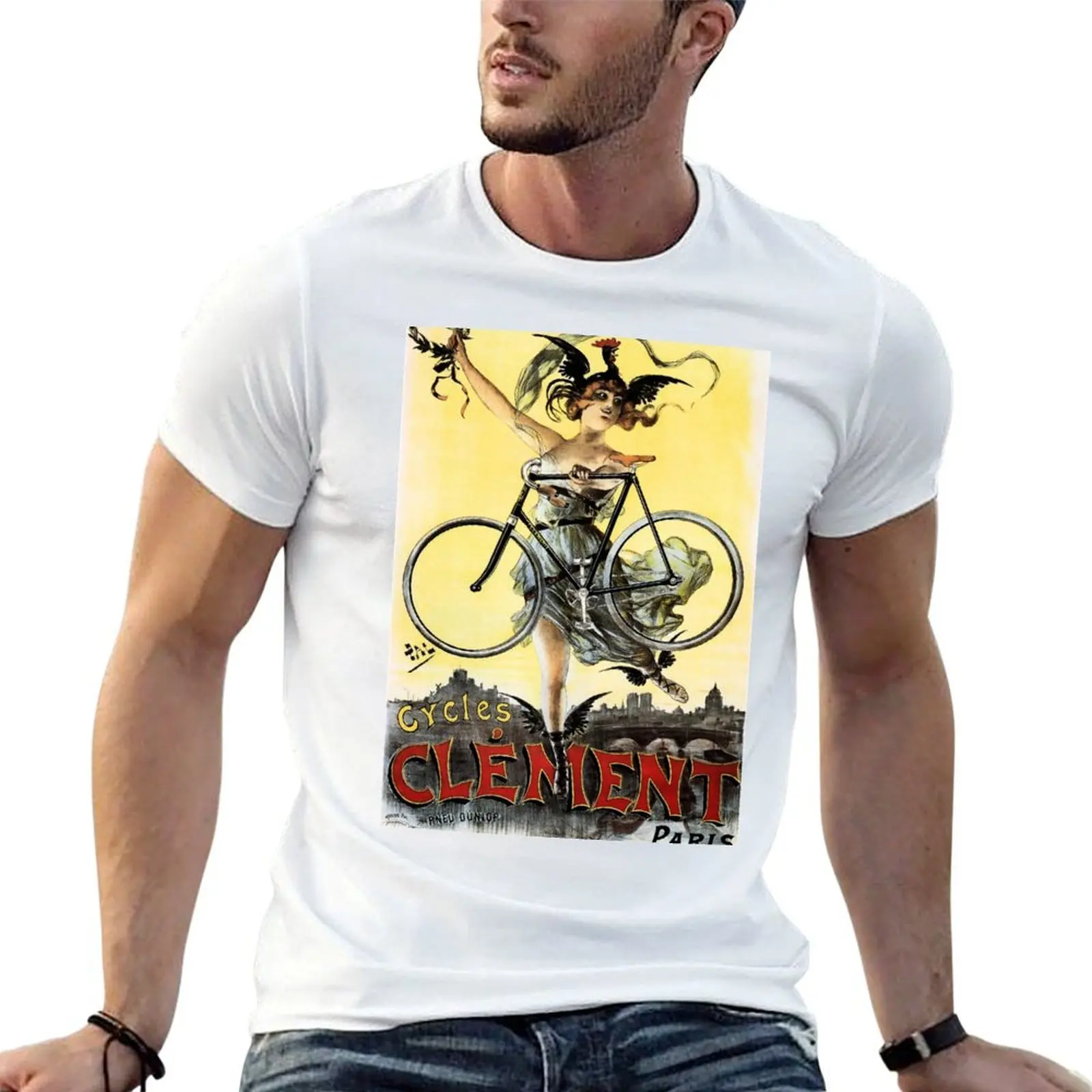 

CLEMENT CYCLES Paris Art Nouveau Vintage French Advertising T-Shirt t shirt man cotton t shirts for man graphic tees T-Shirt
