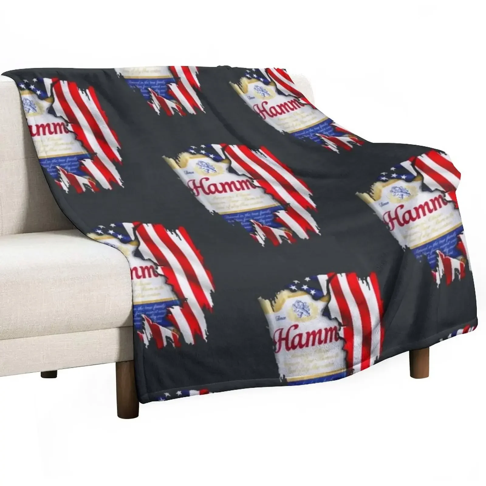 

Hamms American Flag Beer 4th of July Throw Blanket Flannel Fabric For Decorative Sofa Blankets For Baby Blankets