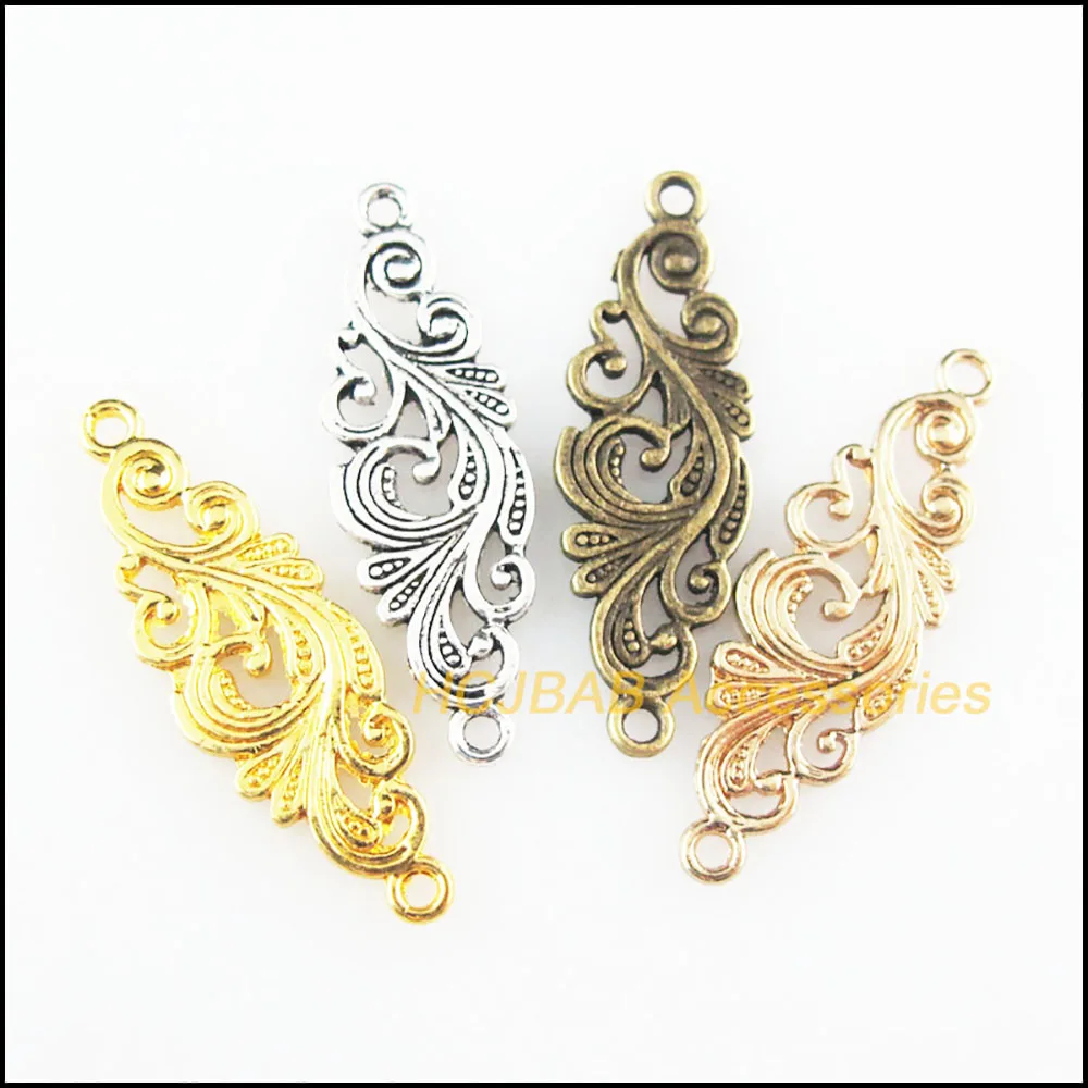 30 szt. Antyczny brąz pozłacany posrebrzany kwiat Charms złącza 9,5x29,5mm — zdjęcie 6