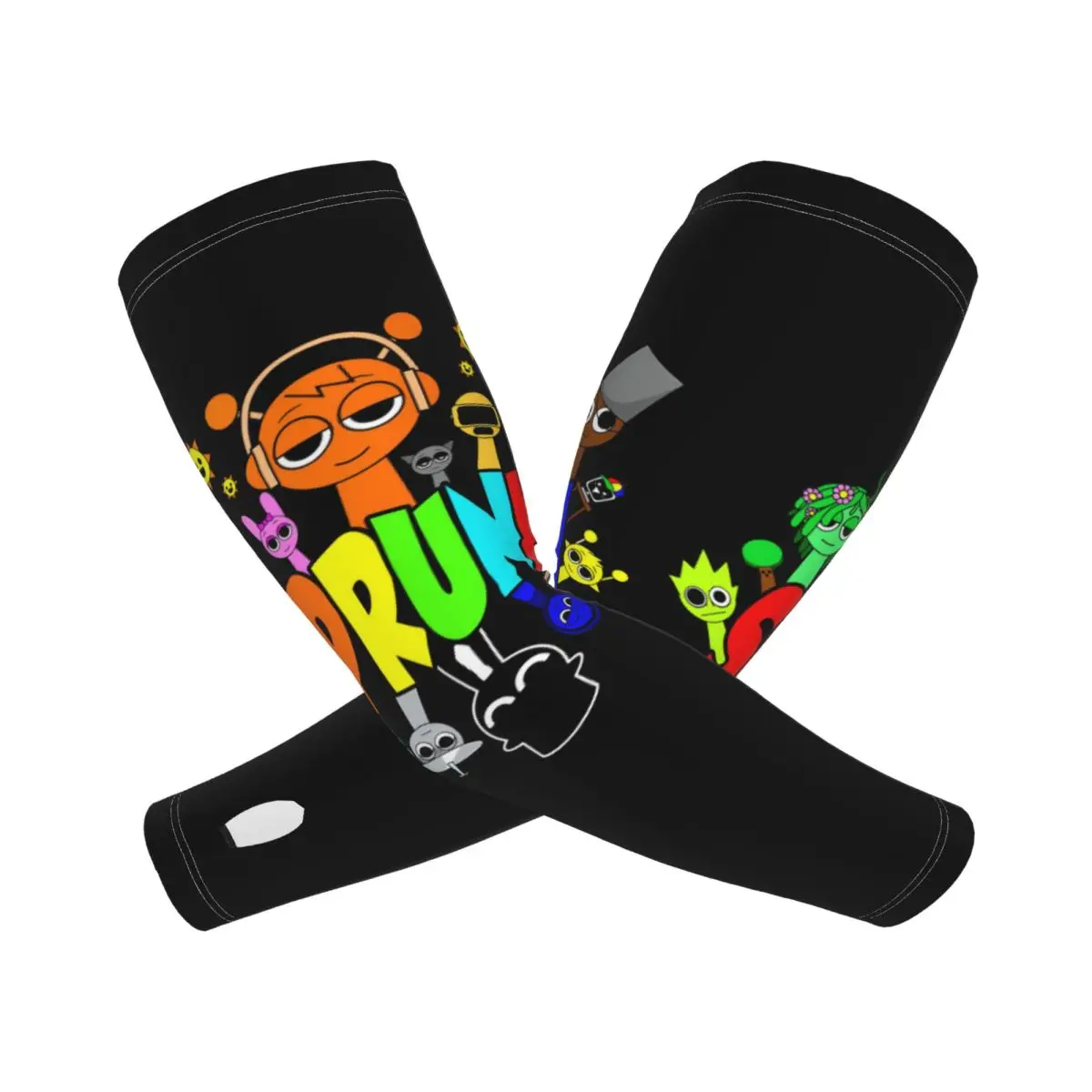 لعبة Sprunki Incredibox (11) أكمام أذرع تبريد خارجية من الشمس فوق البنفسجية غطاء حماية صيفي من الحرير الجليدي لركوب الدراجات وأكمام وشم