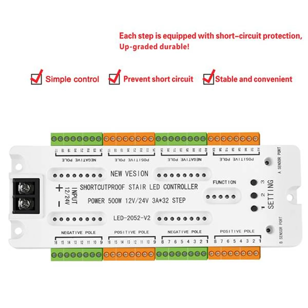 The New Stair LED Motion Sensor Light DC12V/24V Ladder Night Light 32 Channels Prevent Short Circuit Controller for Stairway