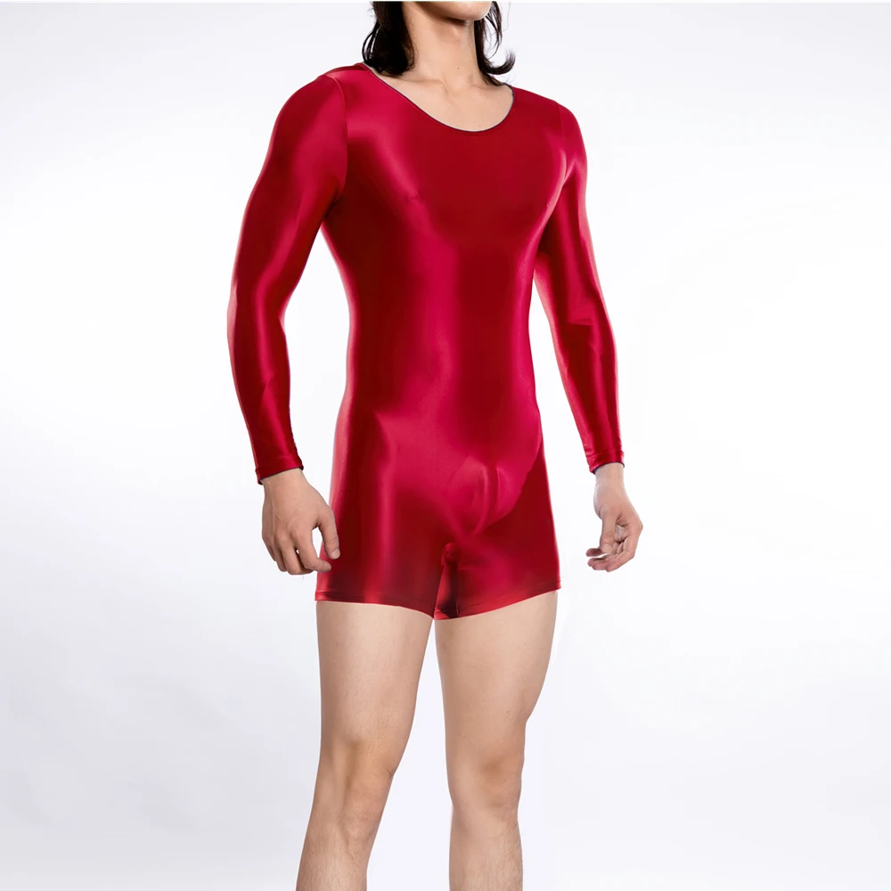 

Сексуальная мужская боди ярких цветов с пятнами масла, глянцевая блестящая футболка, сексуальный топ, колготки, купальник для йоги, эластичные экзотические топы для горничной