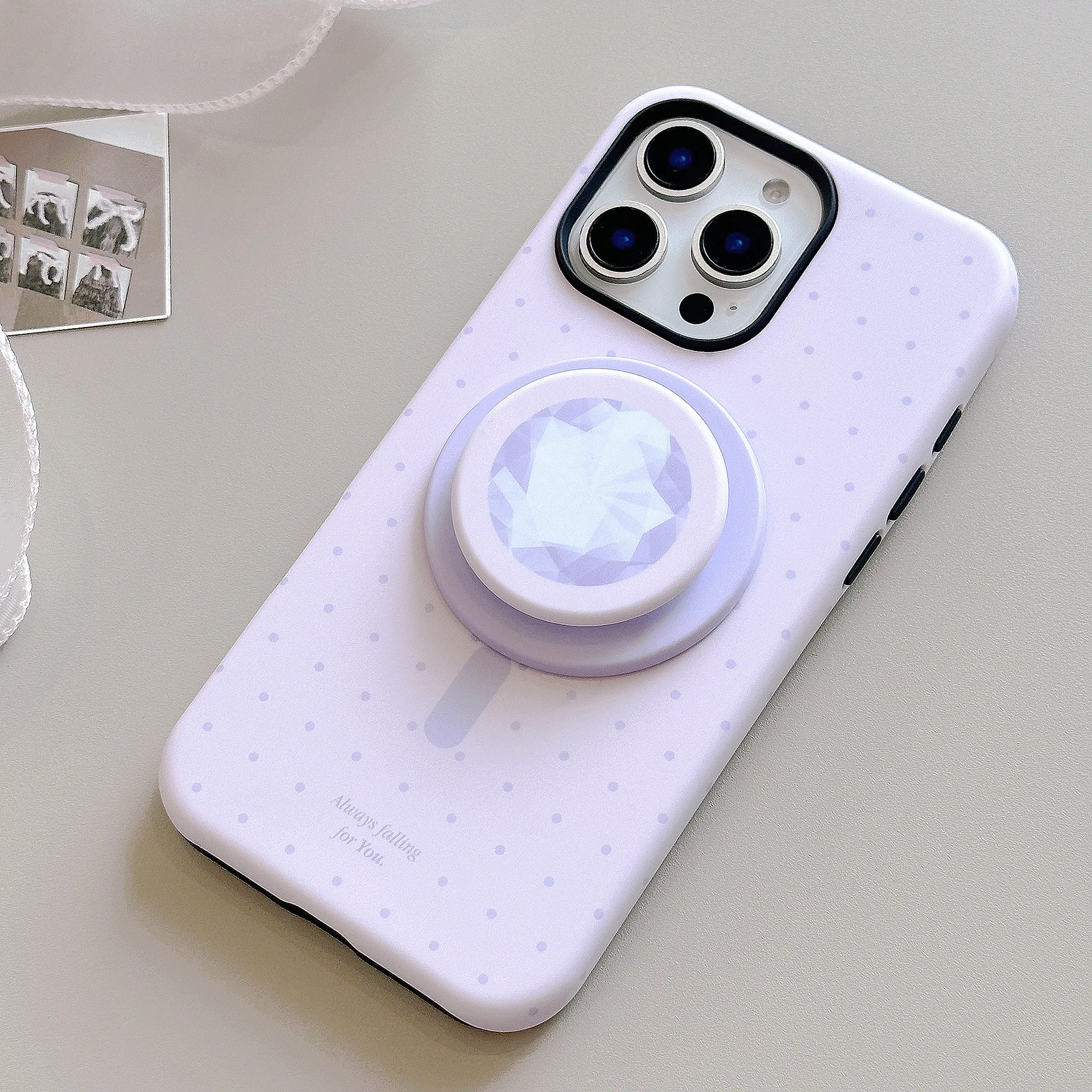 Korean Polka Dots With Bracket Magnetic Phone Case for iPhone 17 Air 16 15 14 Plus 13 12 Mini 11 Pro Max Shockproof Hard Cover view 6