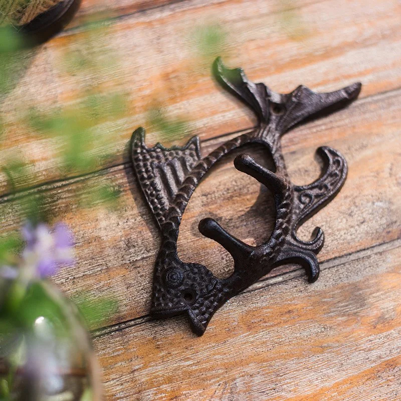 1pc Heavy Duty Iron Flying Fish Hook Creative Wall Mounted Cast Wall Hanger Towel Hooks Home Decor No Screws