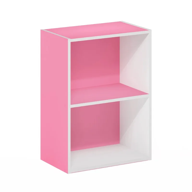 

Luder 2-Tier Open Shelf Bookcase, Pink/White