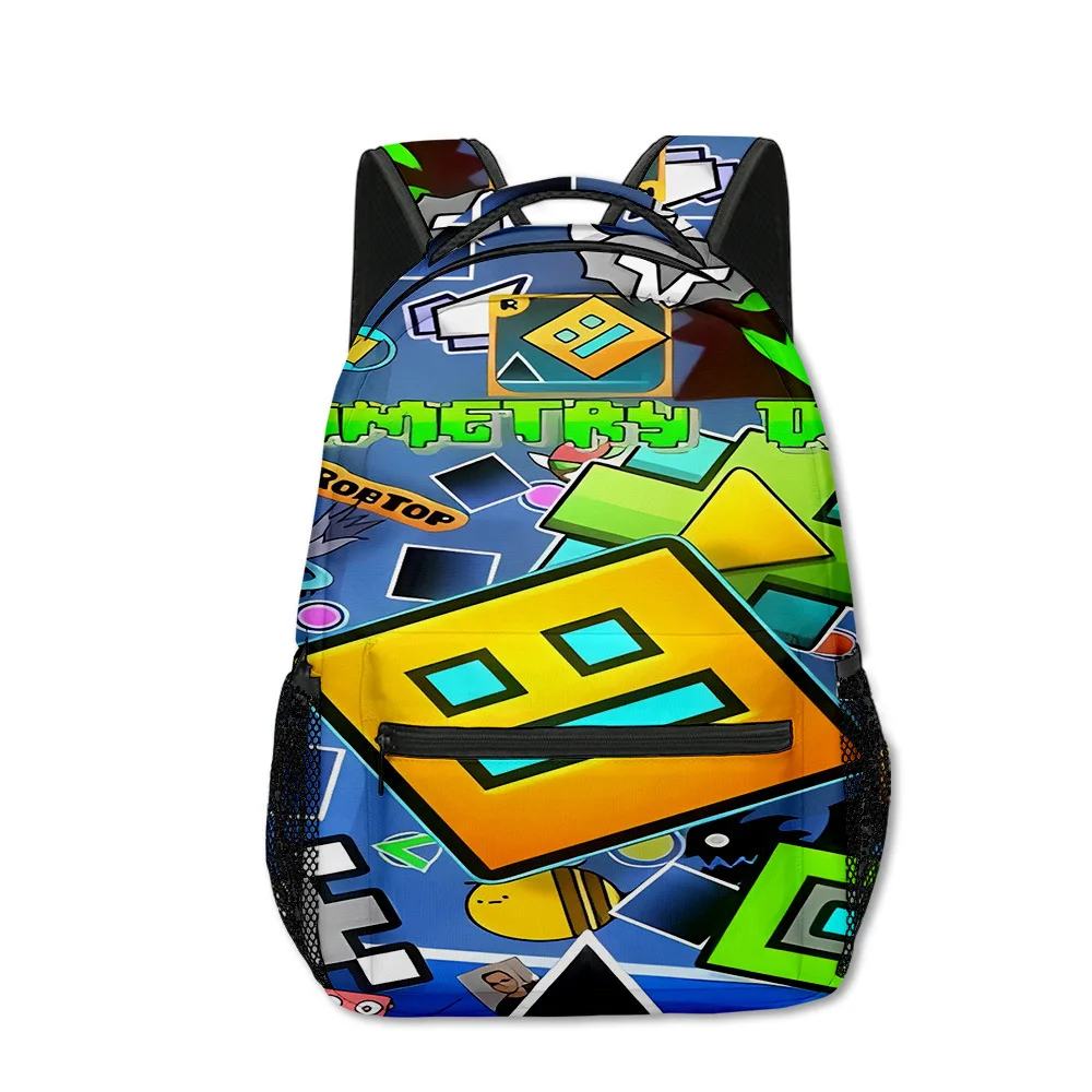 

Cartoon Popular Funny Geometry Dash student Bookbag Notebook Backpacks 3D Print Oxford Waterproof Boys/Girls Travel Backpacks