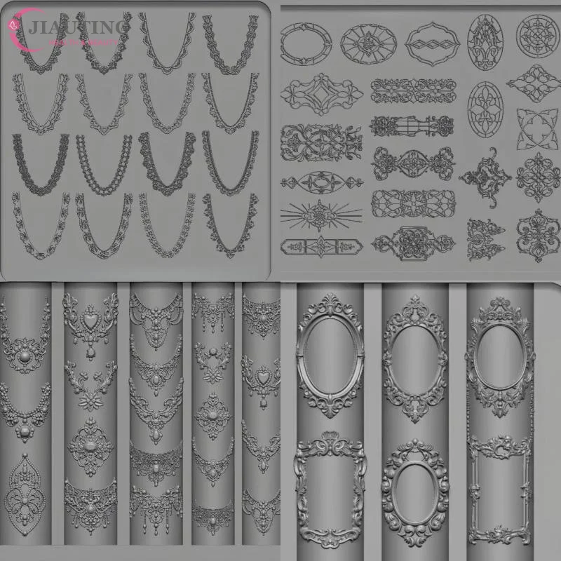 3D Silicone Nail Art Mold European Style Retro Patterns Lace Design Decoration DIY Transparent Manicure Template