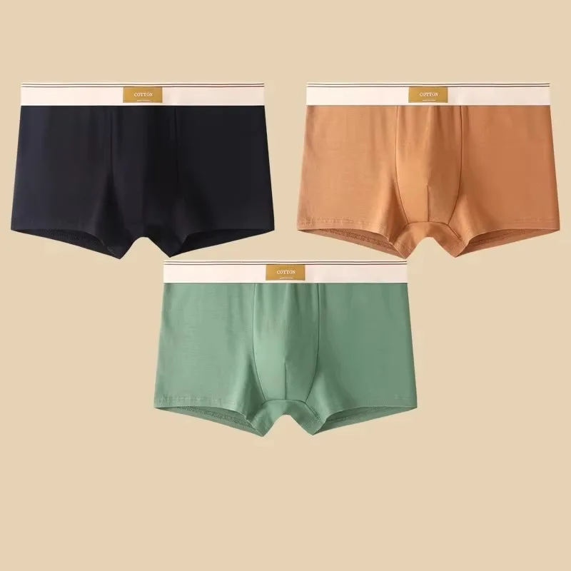 3Pcs Men's Underwear Hombre Panties Boxershorts Comfortable Breathable Cotton Underwear Sexy Underwear Solid Color Boxer Shorts