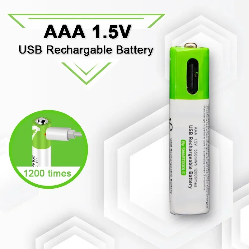 1.5V AAA 750mWh USB Rechargeable Li-ion Battery for Remote Control Wireless Mouse  Type-c Cable Charging High Quality