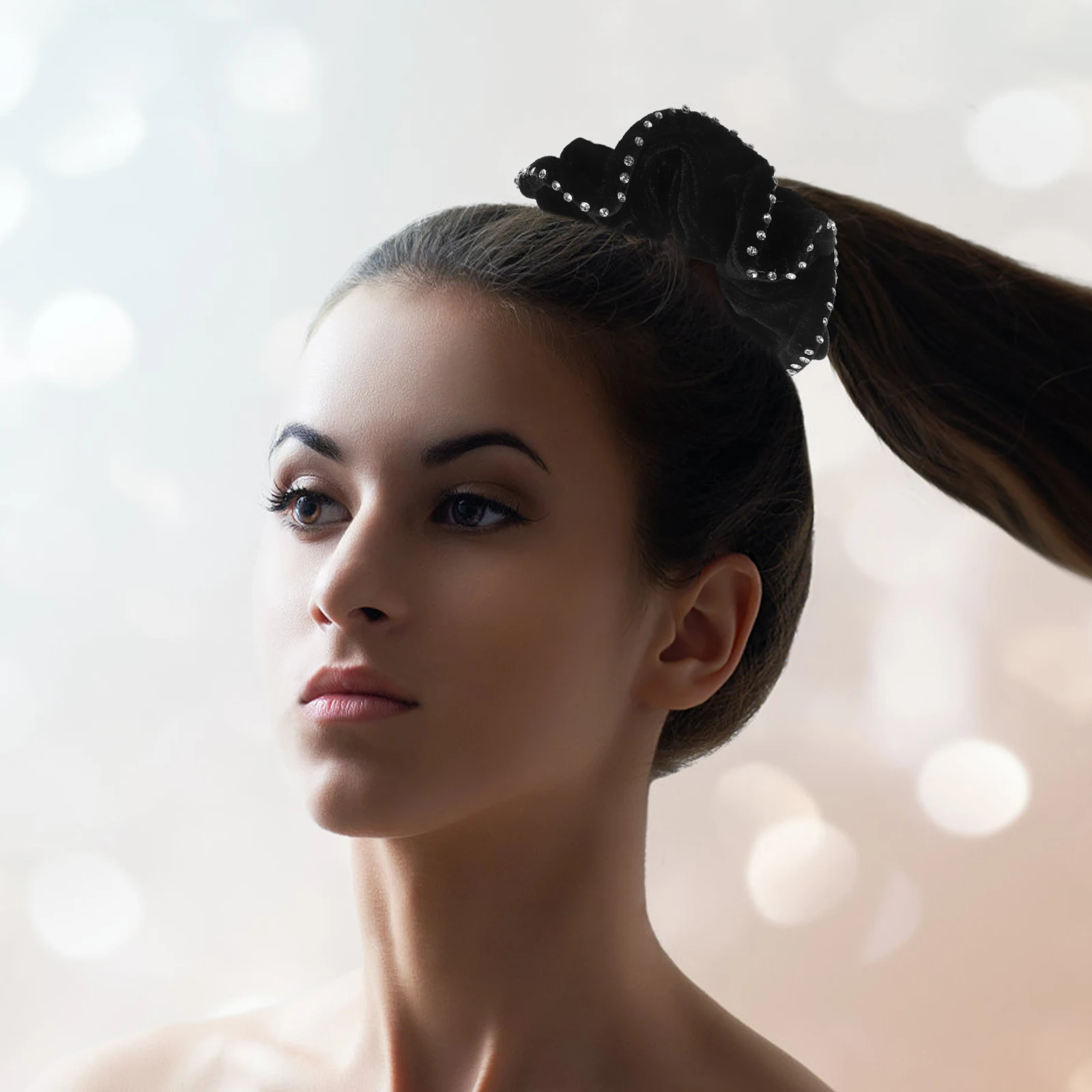 

4 PCS Hair Ring Bulk Ties Ponytail Holders Clear Rhinestone Accessories Womens Updo