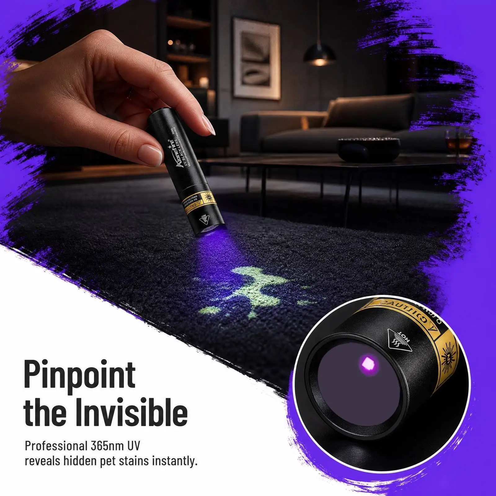 Mini UV Blacklight 365nm/395nm Led Flashlight Torch Cat Dog Pet Stain Tinea Money Porcelain Ore Jade Gem Scorpion Detection Lamp