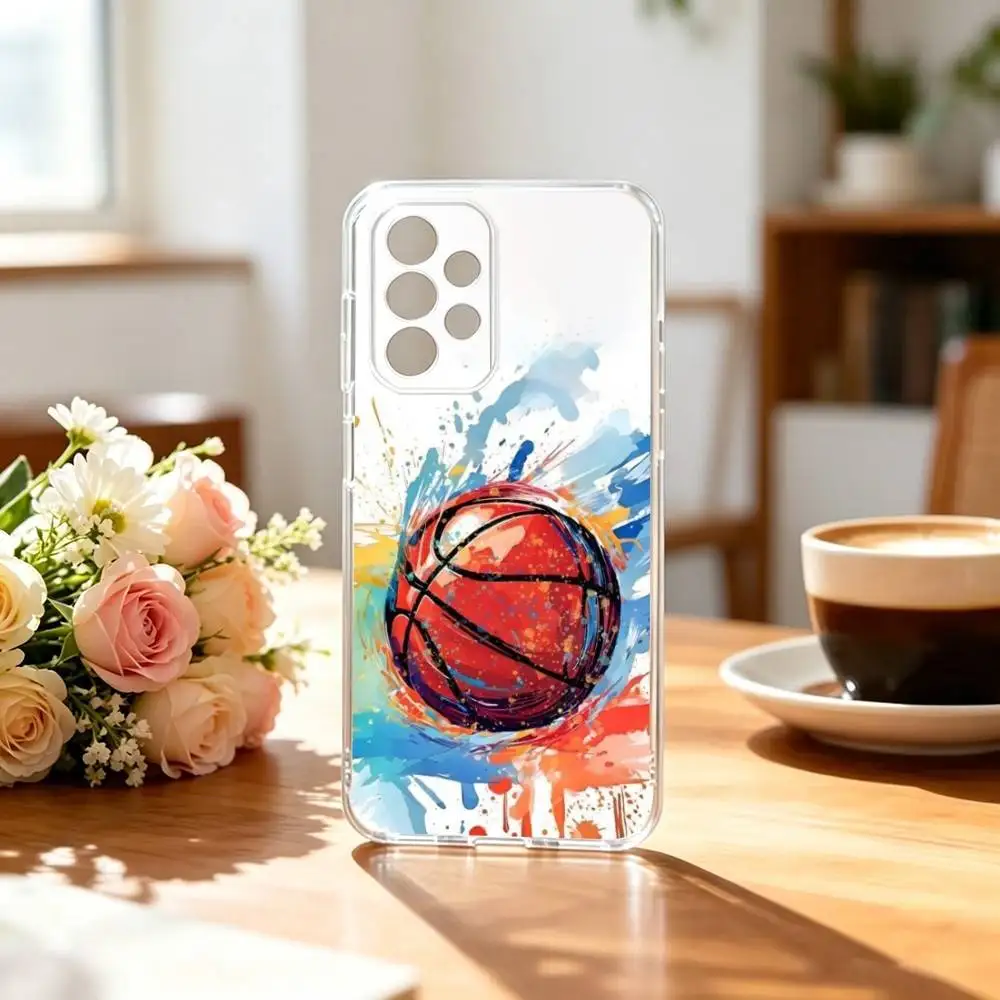 Sport Basketball Basket Phone Case Transparent Silicone Soft For Samsung S25,S24,S21,S22,S23,S30,Ultra,S20,Plus,Fe