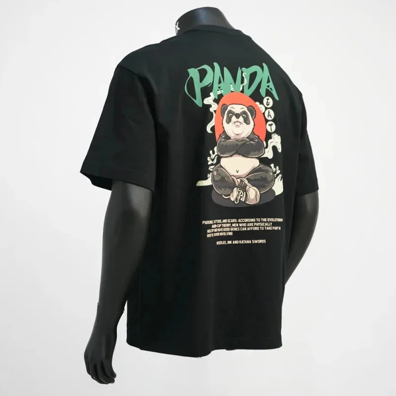 

Мужская футболка с короткими рукавами и принтом мультяшной панды лета 2026, свободный и индивидуальный дизайн, модный уличный повседневный топ