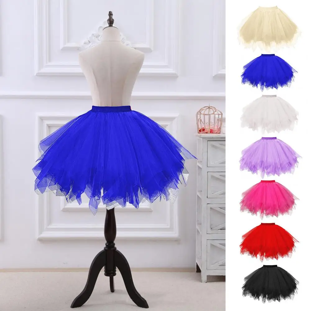 Solid Color Tulle Petticoat Soft Texture Women Petticoat Elegant High Waist Tulle Skirt for Women Multi-layered Dance Wear