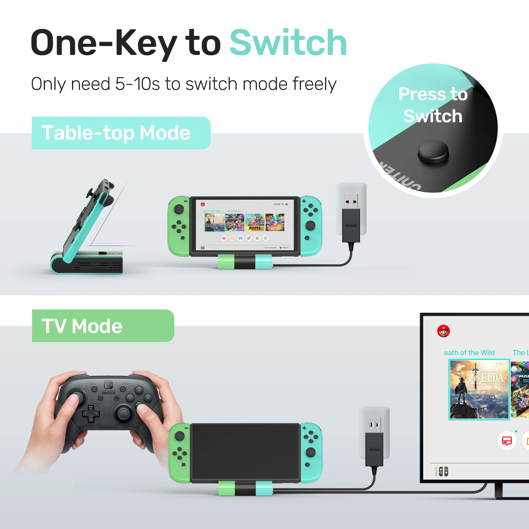 Imagem -04 - Unitek Game Docking Station 45w Tipo-c Carregamento pd 4k Hdmi Usb 3.0 Nintendo Switch Oled Lite Gaming Dock Hub para tv