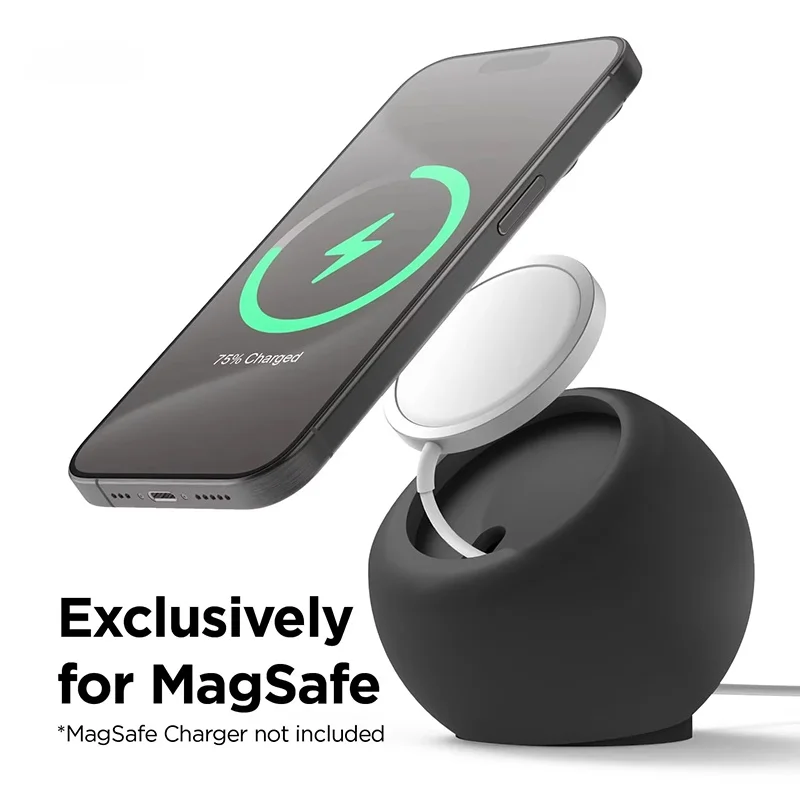 Suporte de carregamento sem fio magnético, base de carregamento redonda, carregador sem fio de silicone para mesa, suporte de carregamento para telefone Apple Magsafe