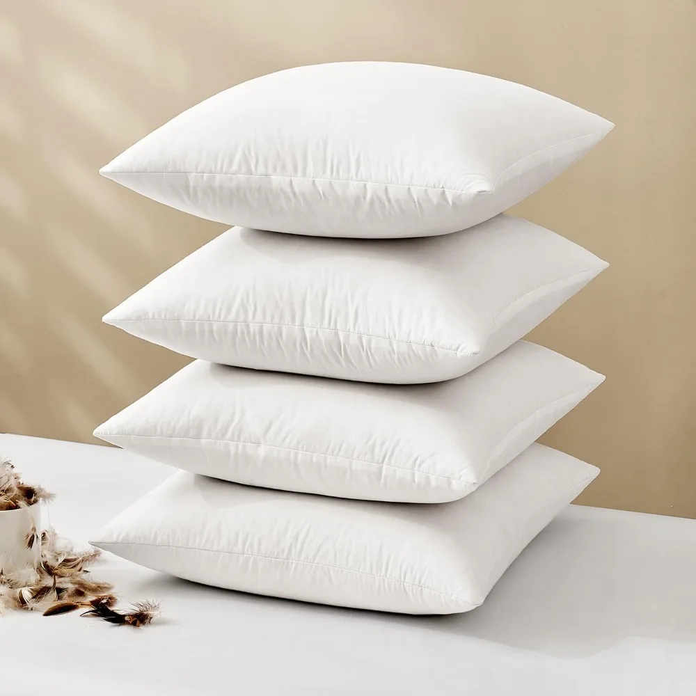 

Pillow Inserts 22x22 (Pack of 4, White), Down Feather Throw Pillow Inserts, Premium Fluffy Stuffer Throw Pillows Cotton Fa